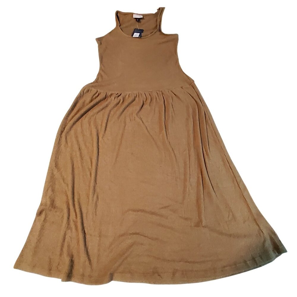Universal Thread Ribbed Midi Tank Dress Sustainable Tan/Olive Medium